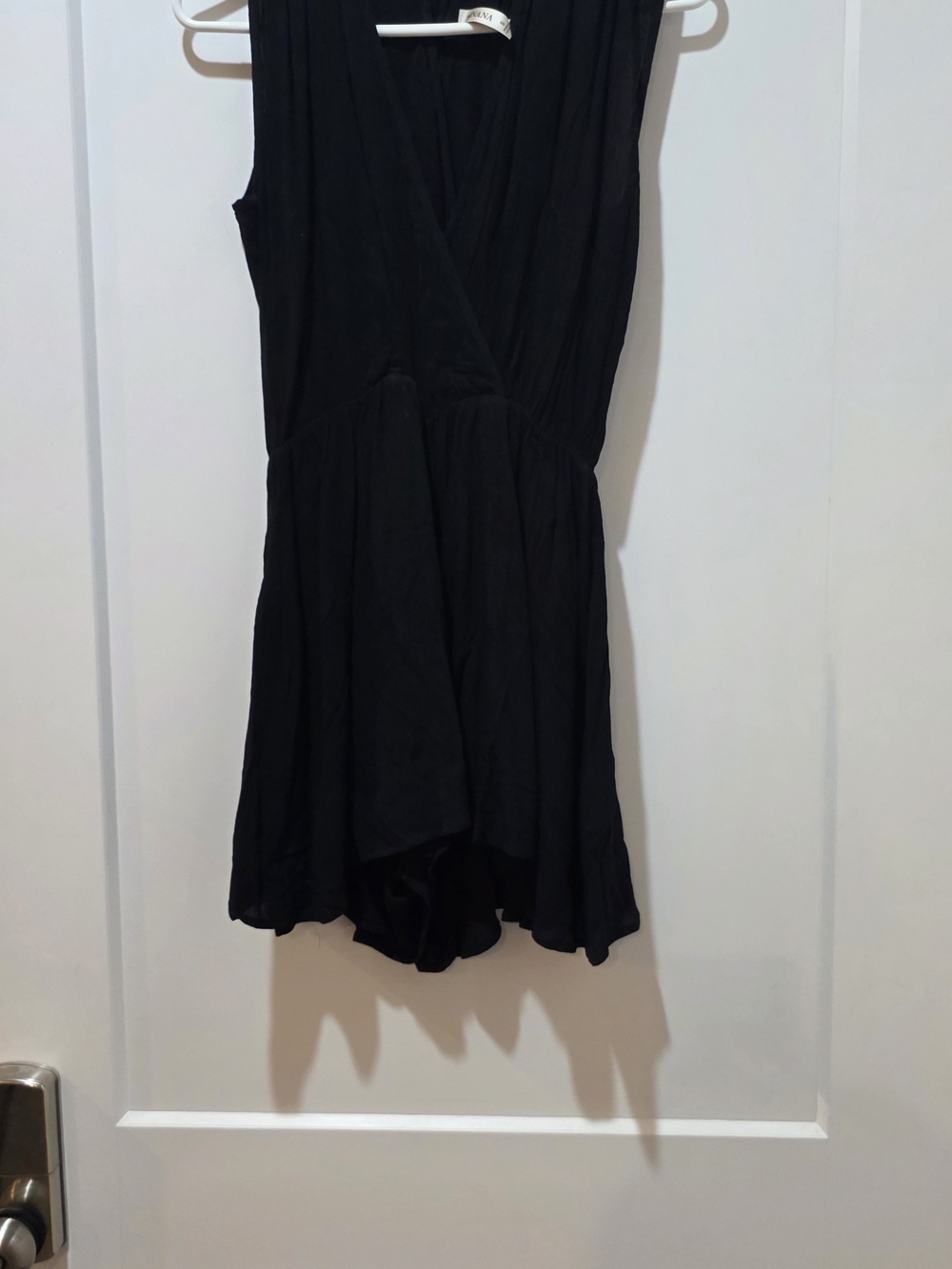 Zenana Outfitters Black Sleeveless Wrap Romper Shorts Size S